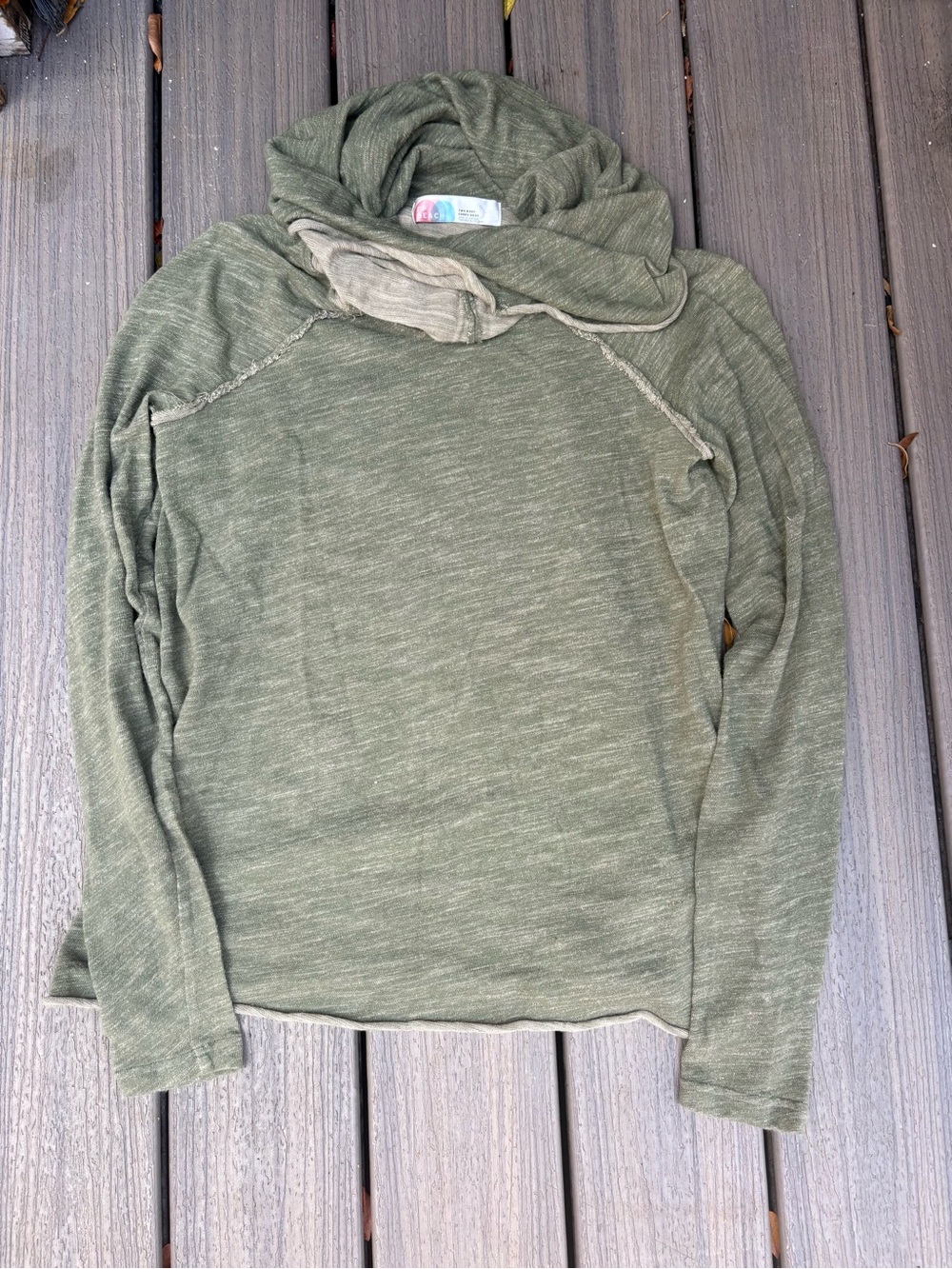 Free People Olive Green Cowl Neck Lightweight Sweater